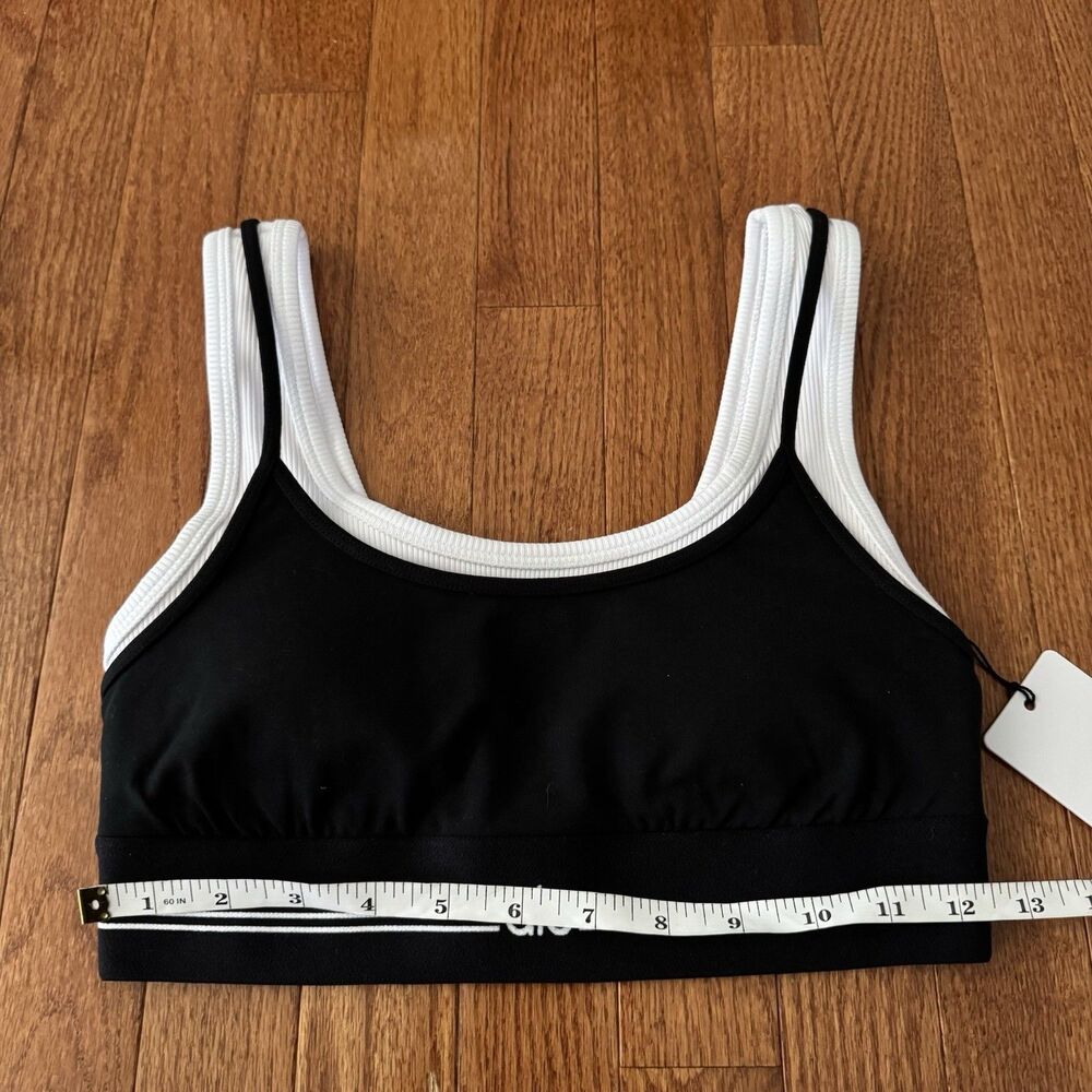 Alo Yoga Airbrush Better Together Bra Women’s Small Black White Padded Layer NWT - Picture 7 of 11